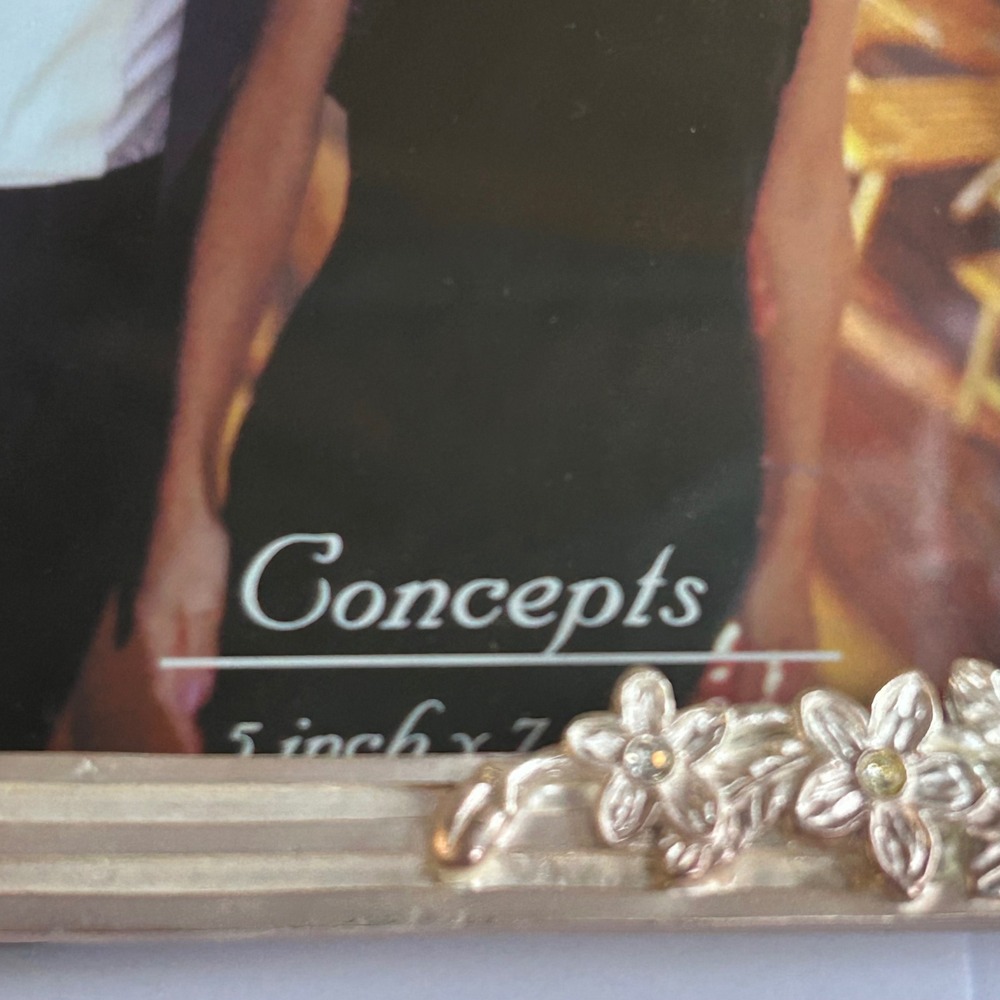 Concepts Silver Tone Floral 5x7 Picture Frame Victorian Style Roses Table Decor - Picture 5 of 11